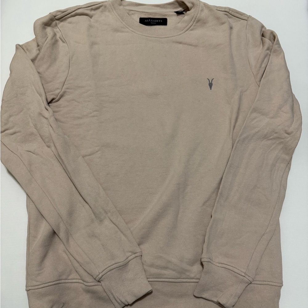 All Saints Men's Light Tan Crewneck Sweater